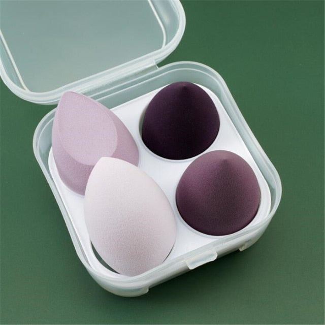 4pcs Makeup Blender Cosmetic Puff Makeup Sponge with Storage Box